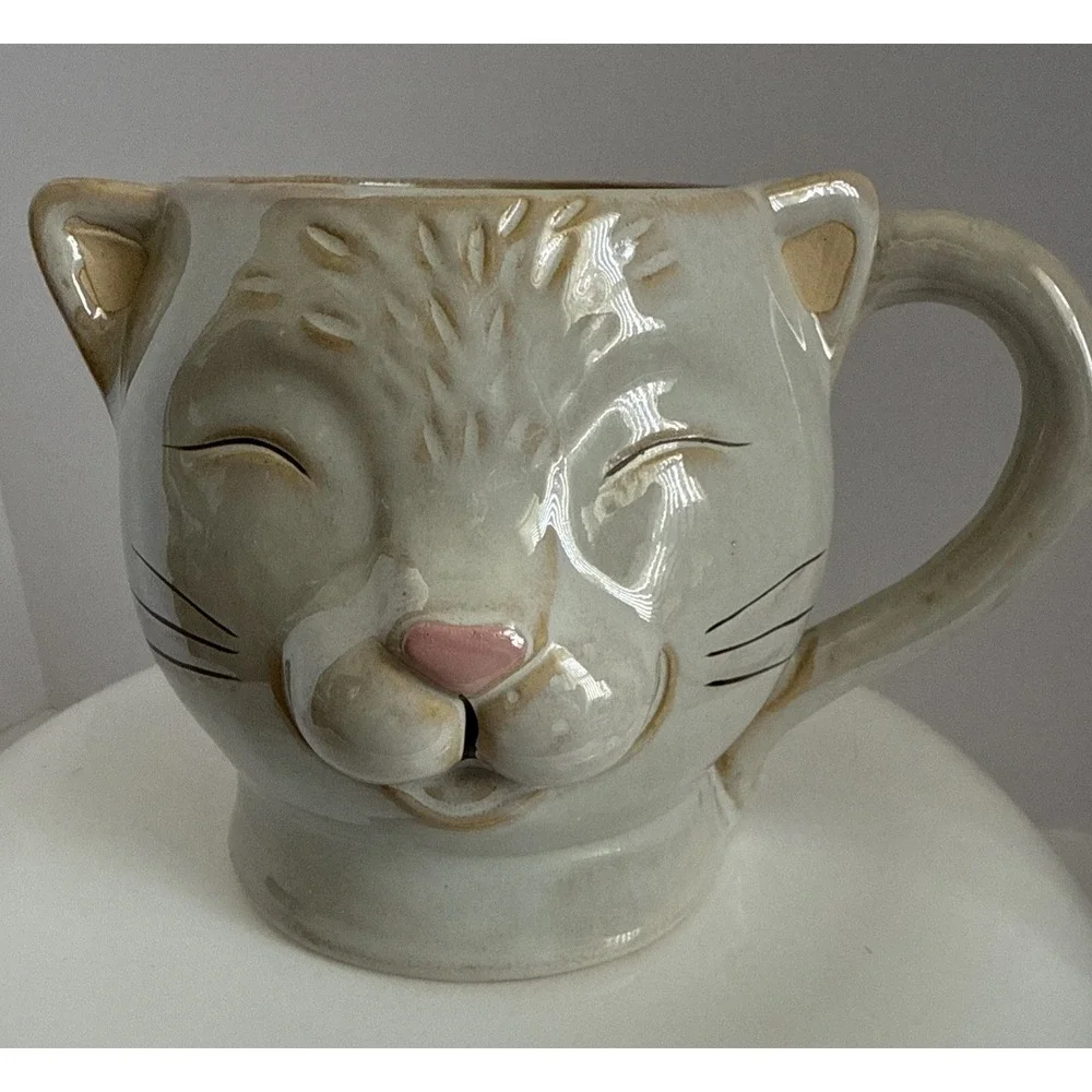 Cat Mug Smiley Kitten 3D Stoneware Mug Boston Warehouse Trading Corp Large 18 Oz